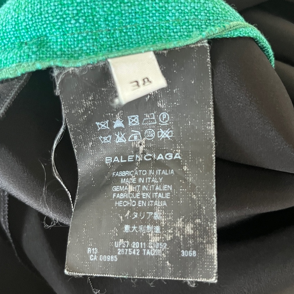 Balenciaga Green Sheath Mini Dress V-Neck Sleeveless size M - Picture 9 of 15
